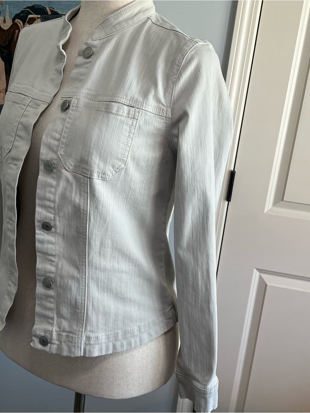 Kim Rogers Light Beige Denim Jacket with Beaded Leaf Embroidery - Picture 6 of 10